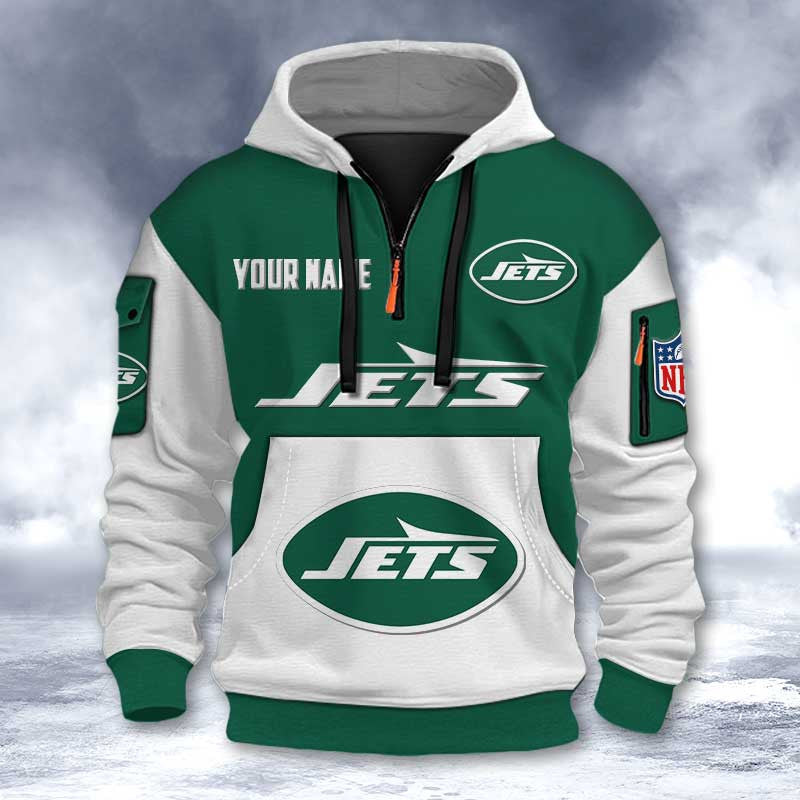 New York Jets DMHT2742 3D Half-zip Hoodie