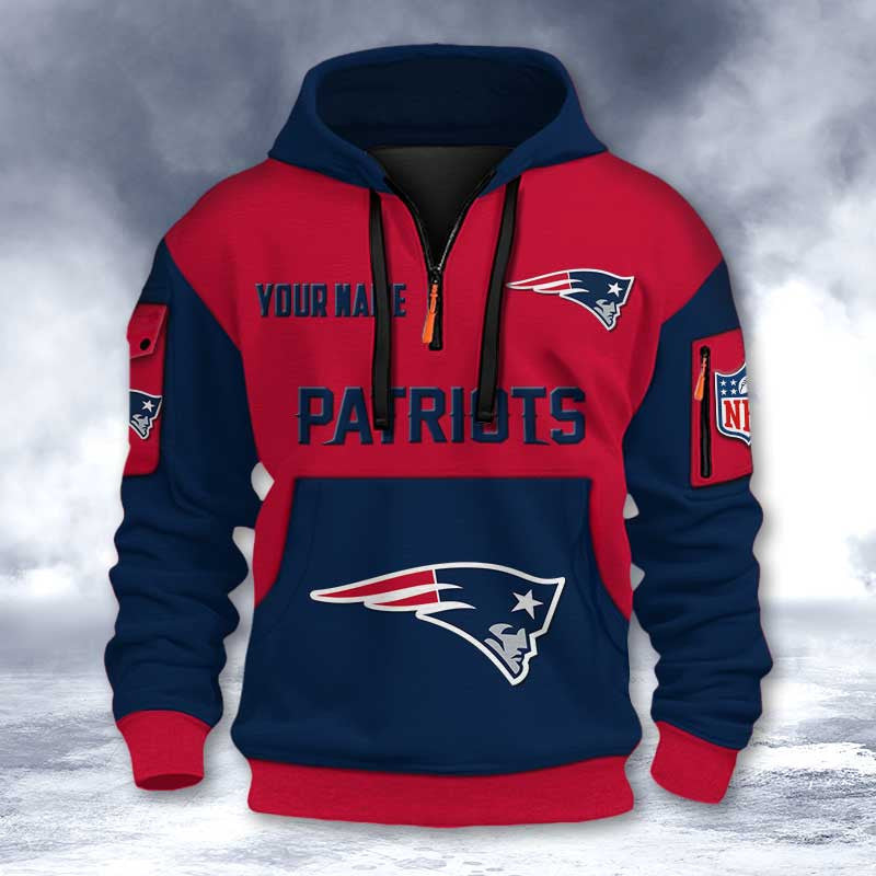 New England Patriots DMHT2739 3D Half-zip Hoodie