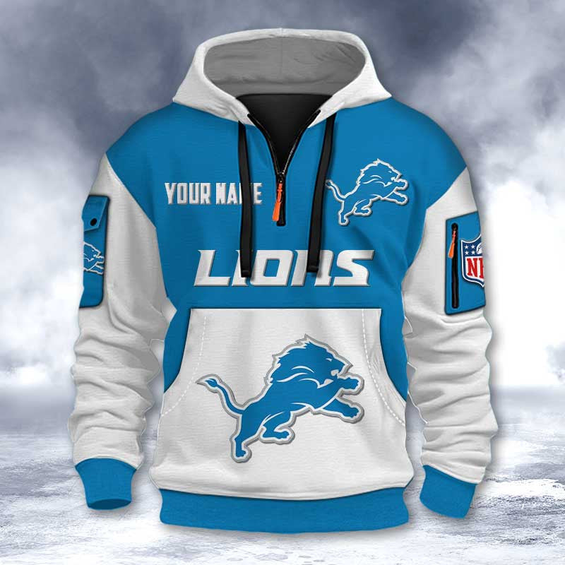 Detroit Lions DMHT2728 3D Half-zip Hoodie