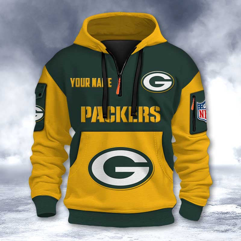 Green Bay Packers DMHT2729 3D Half-zip Hoodie