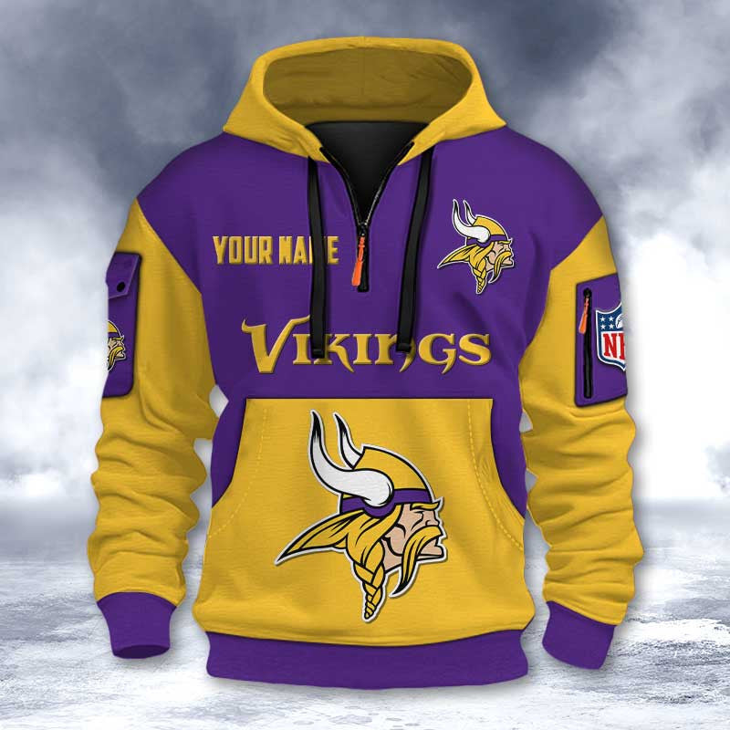 Minnesota Vikings DMHT2738 3D Half-zip Hoodie