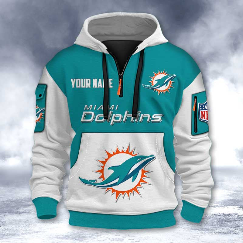 Miami Dolphins DMHT2737 3D Half-zip Hoodie