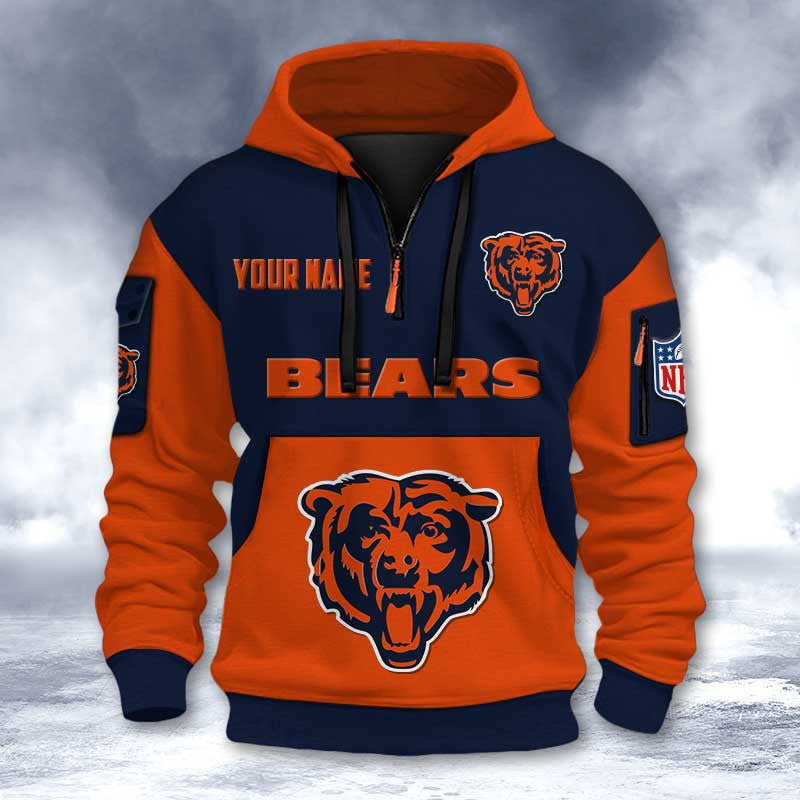 Chicago Bears DMHT2723 3D Half-zip Hoodie
