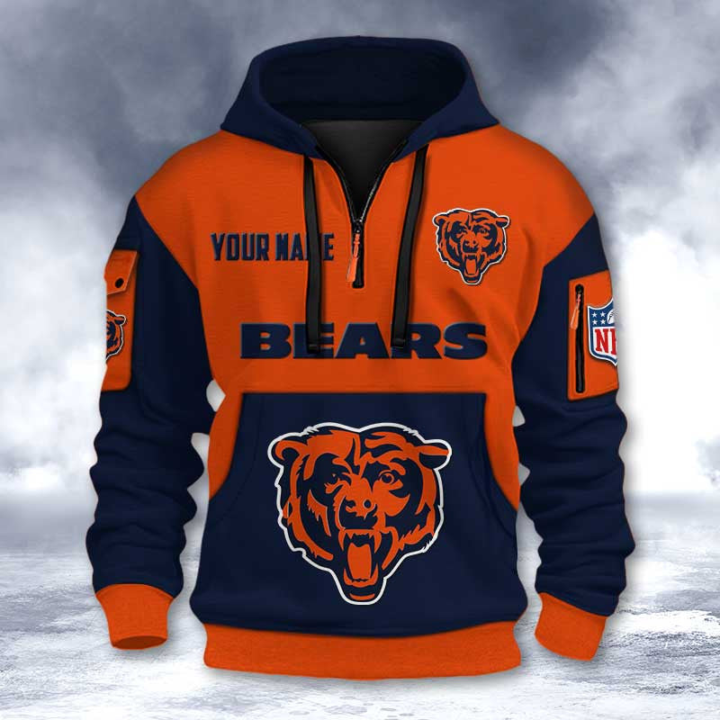 Chicago Bears DMHT2723 3D Half-zip Hoodie