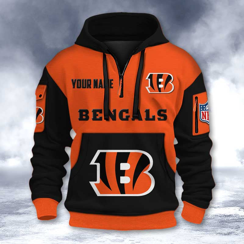 Cincinnati Bengals DMHT2724 3D Half-zip Hoodie