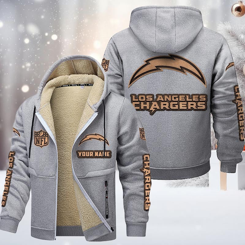 Los Angeles Chargers DMTZ0855 Premium Sherpa-Lined Winter Hoodie – Personalized Edition
