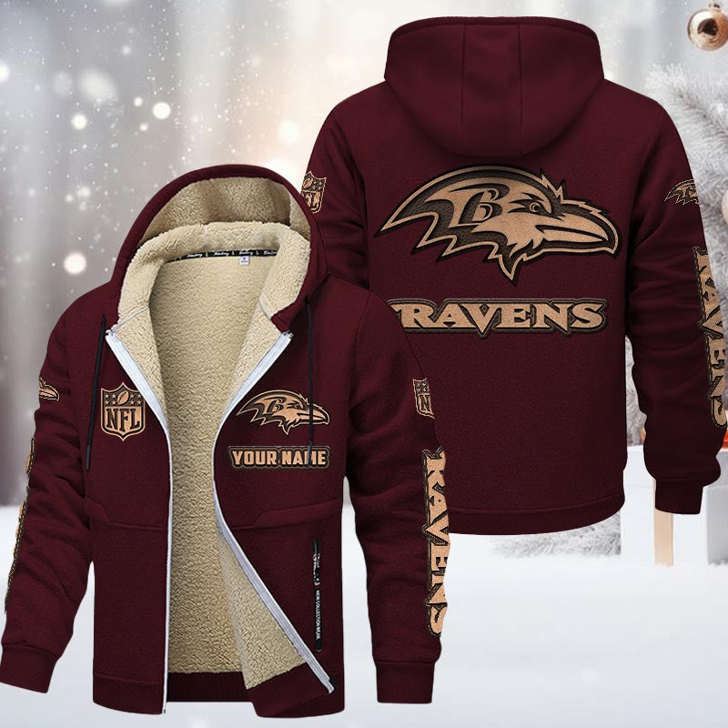 Baltimore Ravens DMTZ0840 Premium Sherpa-Lined Winter Hoodie – Personalized Edition