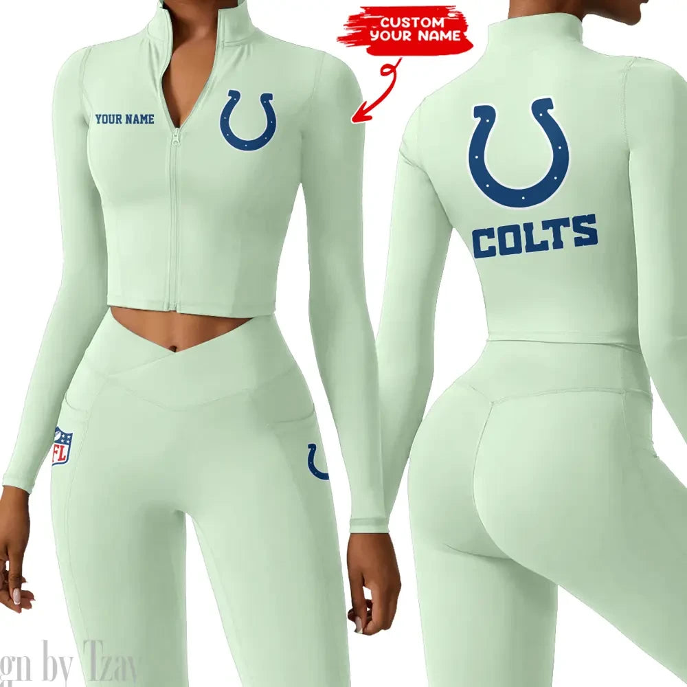 Indianapolis Colts Zipper Sports Top Women Gym Long Sleeve for Fitness SPTZSTW078