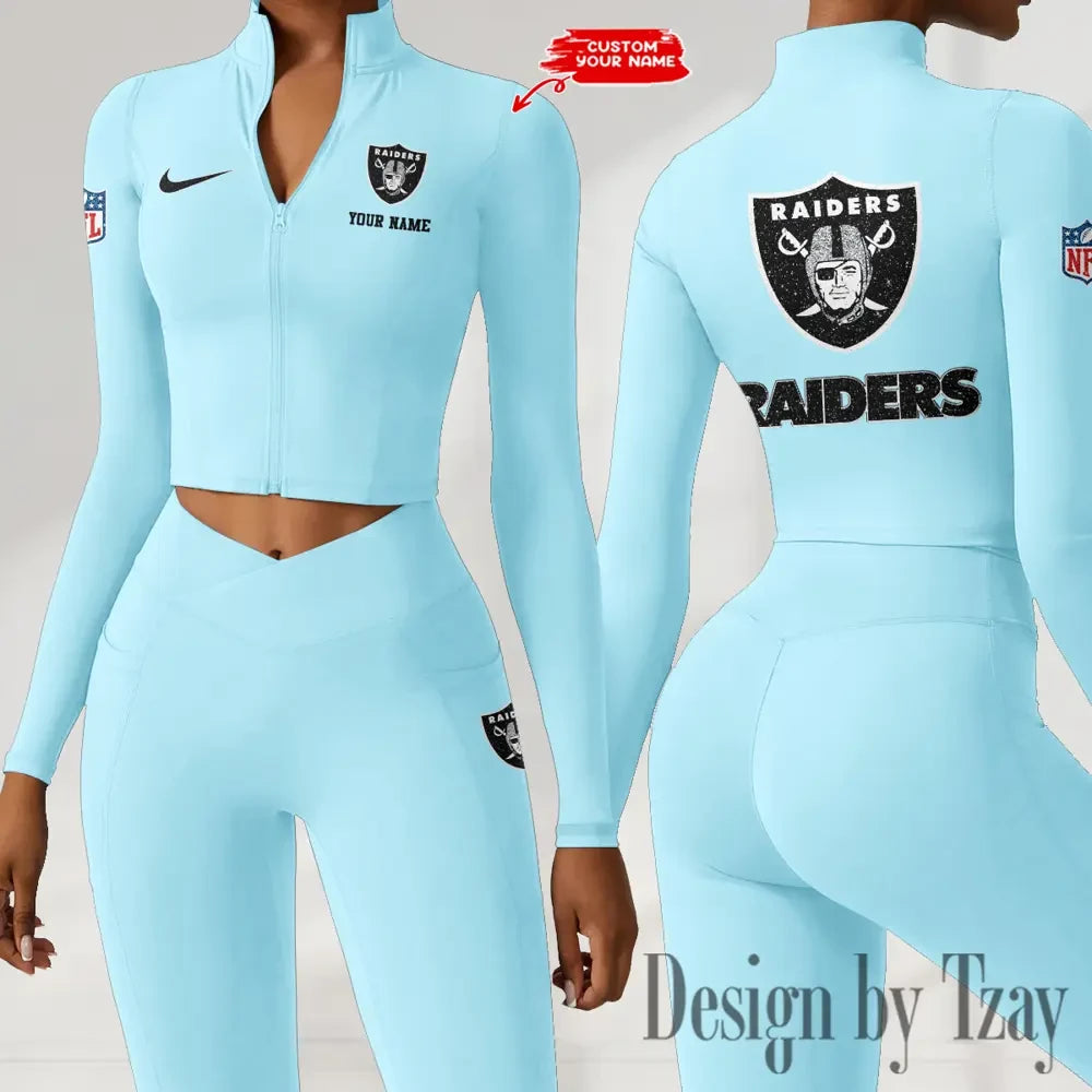 Las Vegas Raiders Zipper Sports Top Women Gym Long Sleeve for Fitness SPTZSTW118