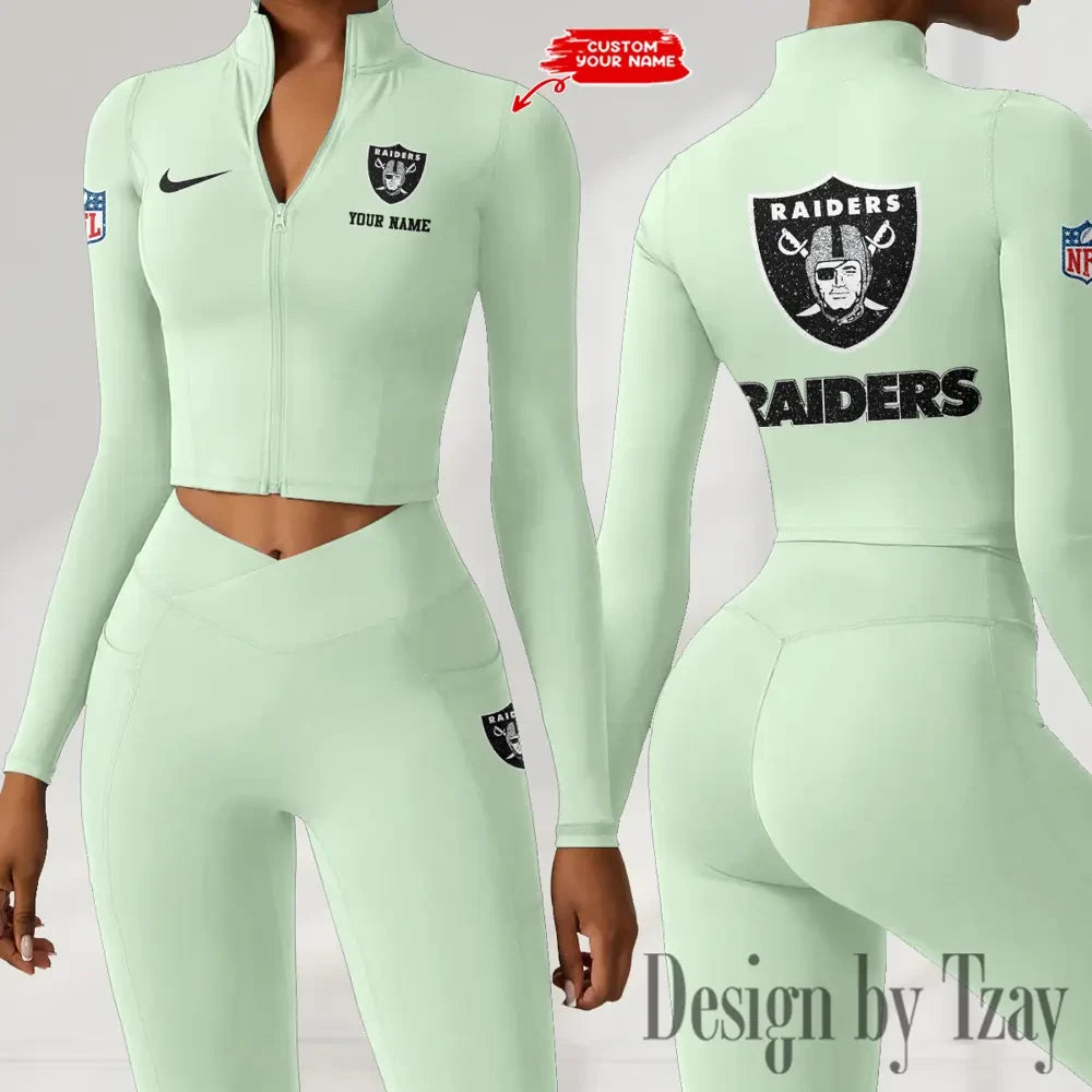 Las Vegas Raiders Zipper Sports Top Women Gym Long Sleeve for Fitness SPTZSTW118