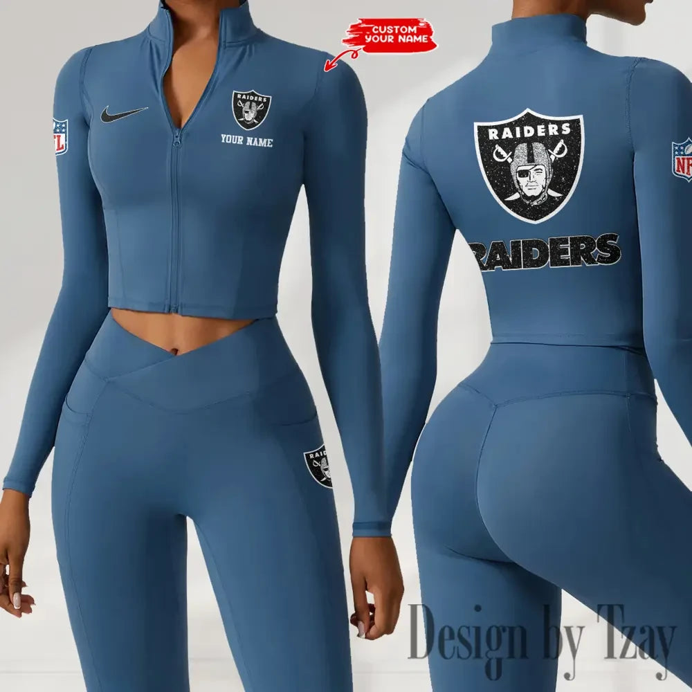 Las Vegas Raiders Zipper Sports Top Women Gym Long Sleeve for Fitness SPTZSTW118