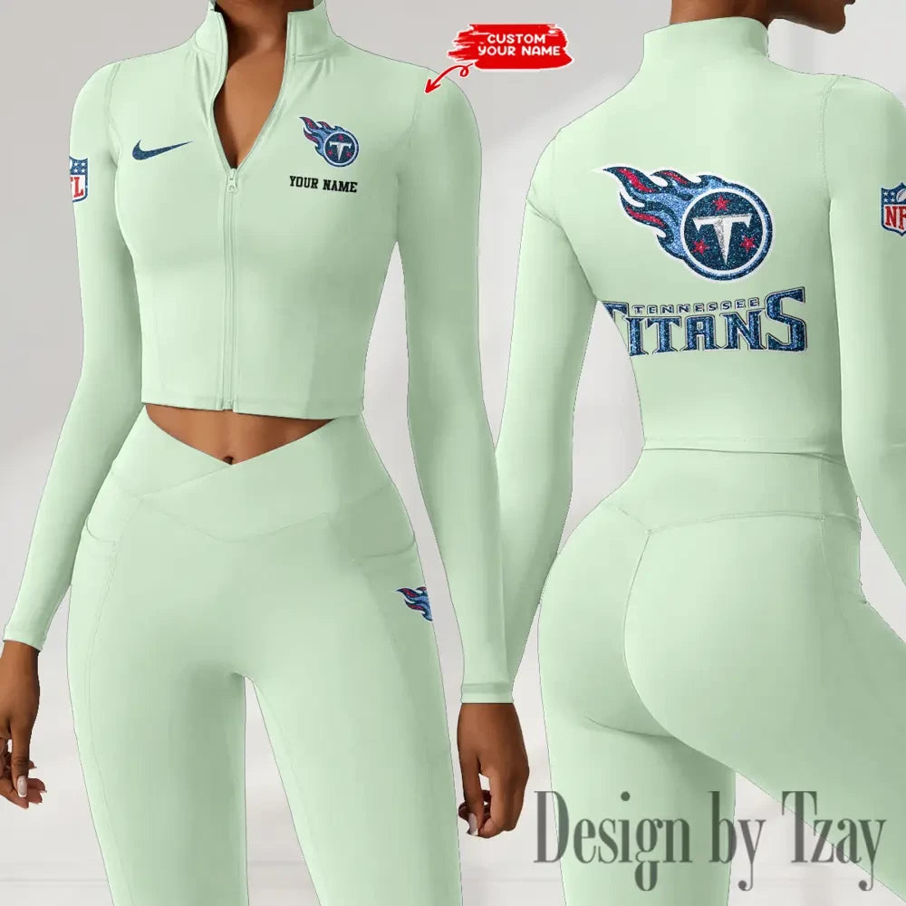 Tennessee Titans Zipper Sports Top Women Gym Long Sleeve for Fitness SPTZSTW132
