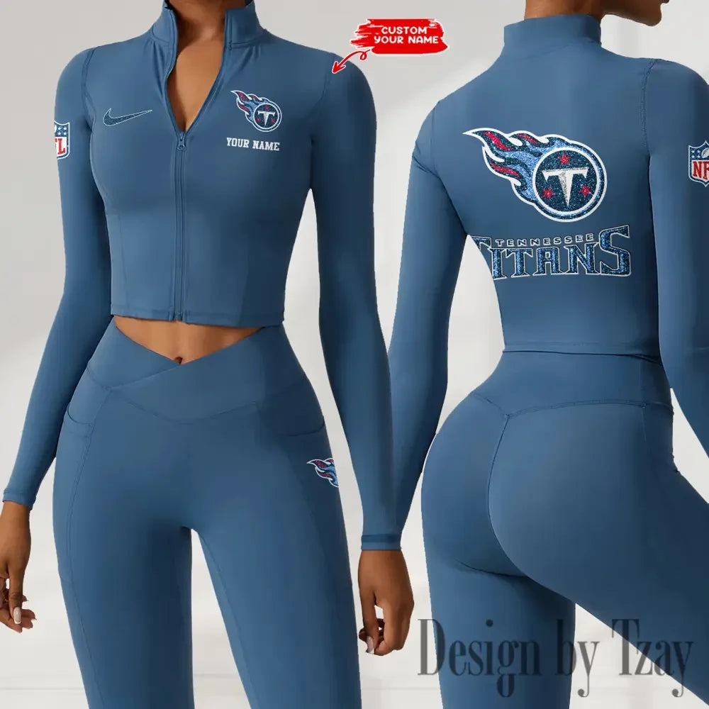 Tennessee Titans Zipper Sports Top Women Gym Long Sleeve for Fitness SPTZSTW132