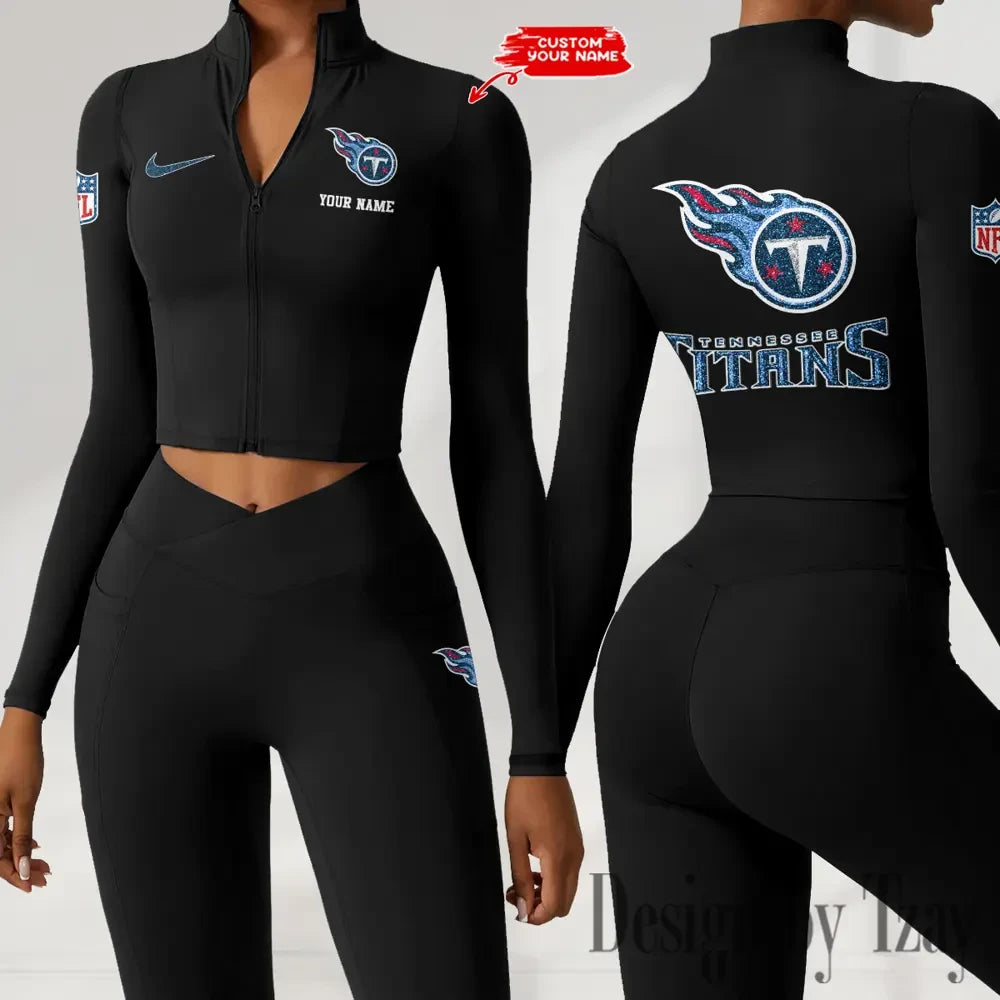 Tennessee Titans Zipper Sports Top Women Gym Long Sleeve for Fitness SPTZSTW132
