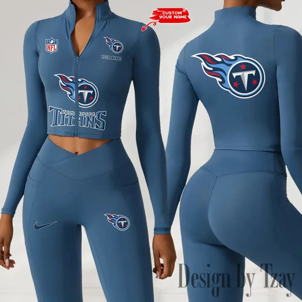 Tennessee Titans Zipper Sports Top Women Gym Long Sleeve for Fitness SPTZSTW063