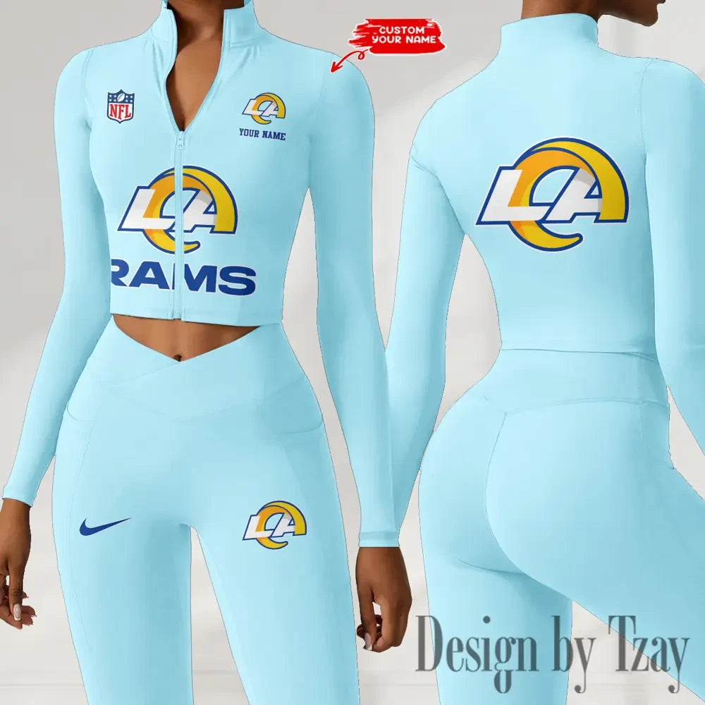 Los Angeles Rams Zipper Sports Top Women Gym Long Sleeve for Fitness SPTZSTW051