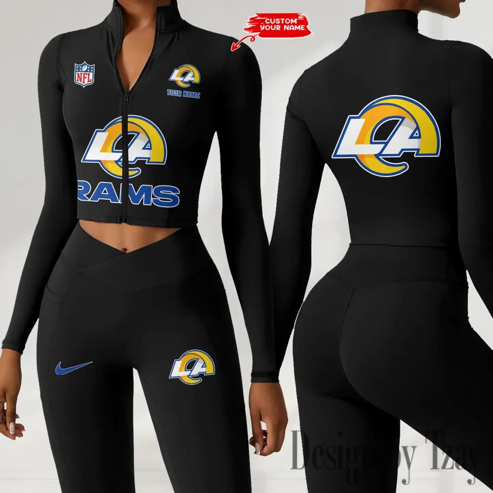 Los Angeles Rams Zipper Sports Top Women Gym Long Sleeve for Fitness SPTZSTW051