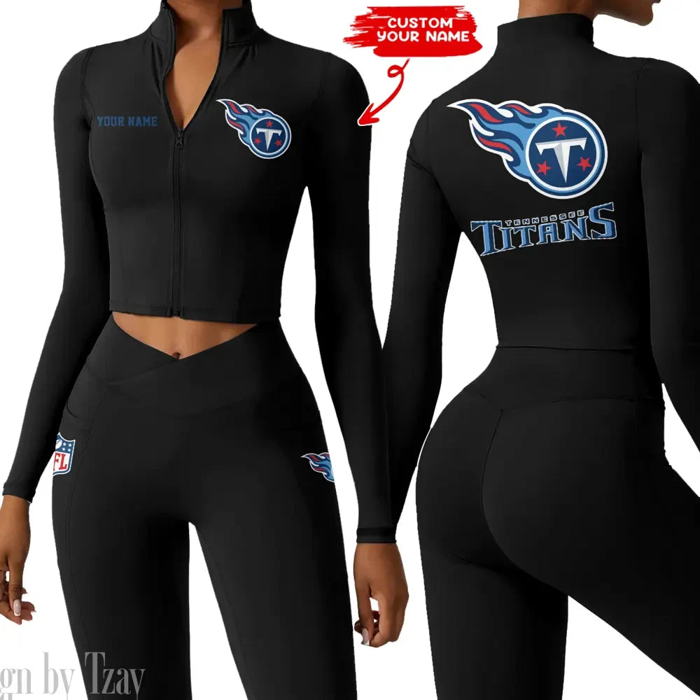 Tennessee Titans Zipper Sports Top Women Gym Long Sleeve for Fitness SPTZSTW095