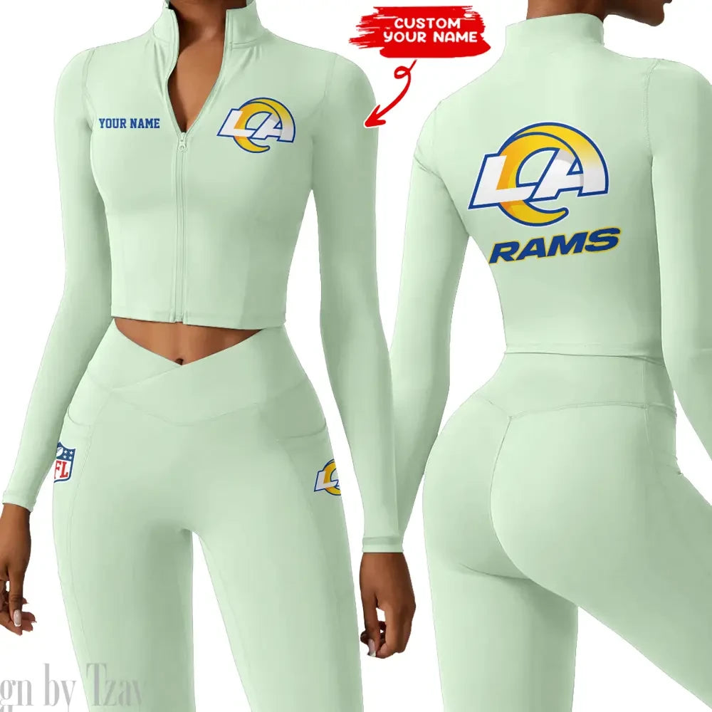 Los Angeles Rams Zipper Sports Top Women Gym Long Sleeve for Fitness SPTZSTW083