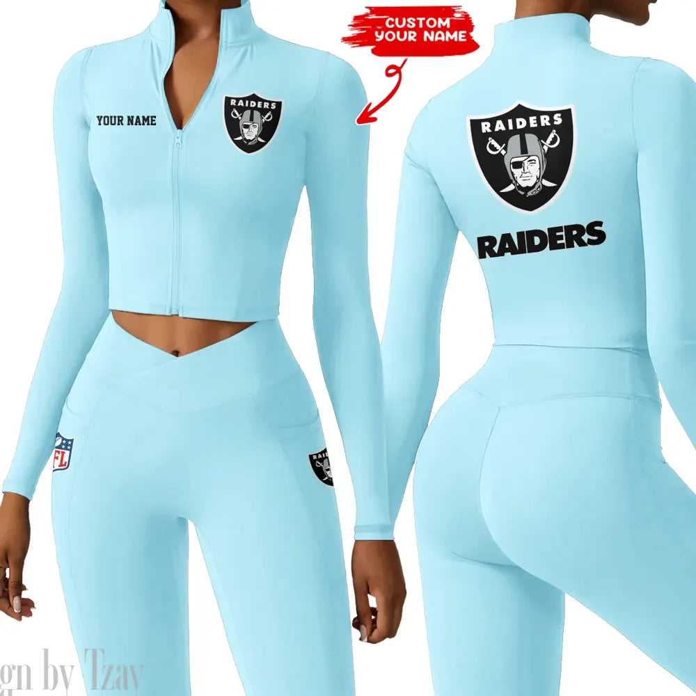 Las Vegas Raiders Zipper Sports Top Women Gym Long Sleeve for Fitness SPTZSTW081