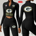 Green Bay Packers Zipper Sports Top Women Gym Long Sleeve for Fitness SPTZSTW044