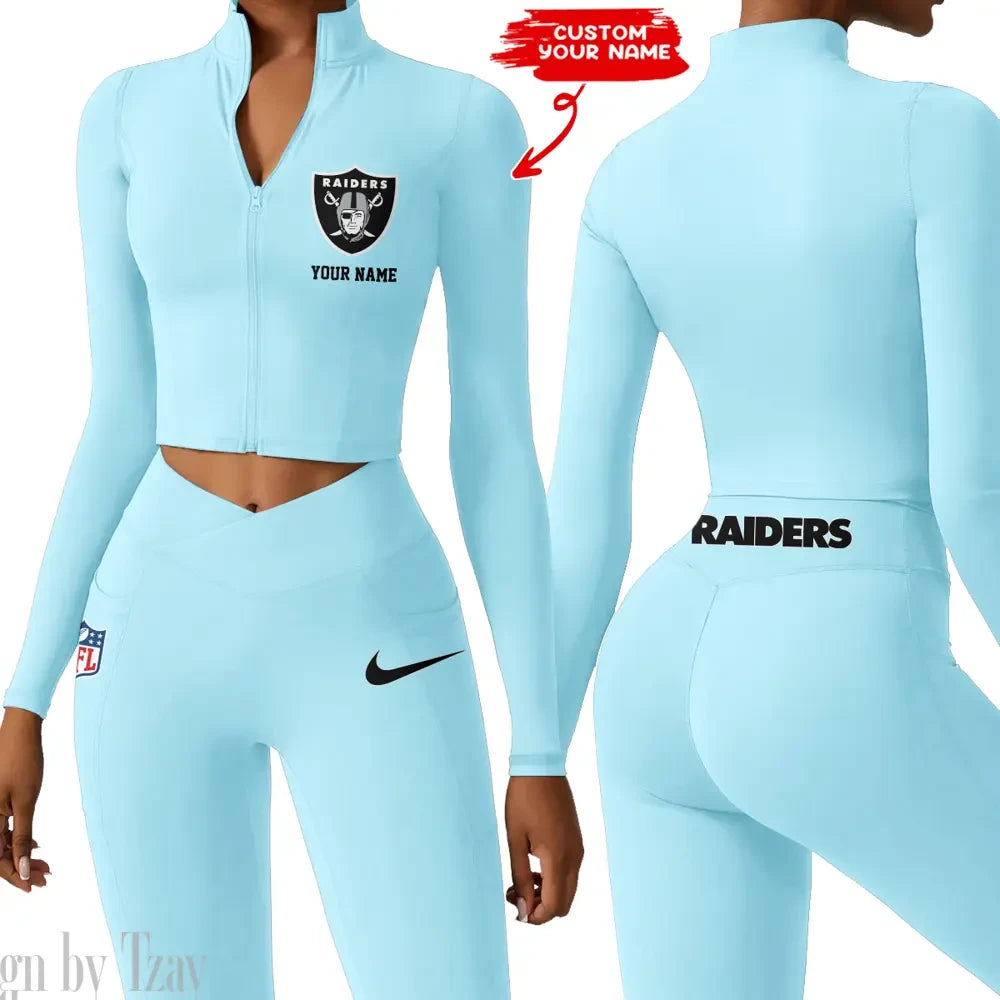 Las Vegas Raiders Zipper Sports Top Women Gym Long Sleeve for Fitness SPTZSTW017