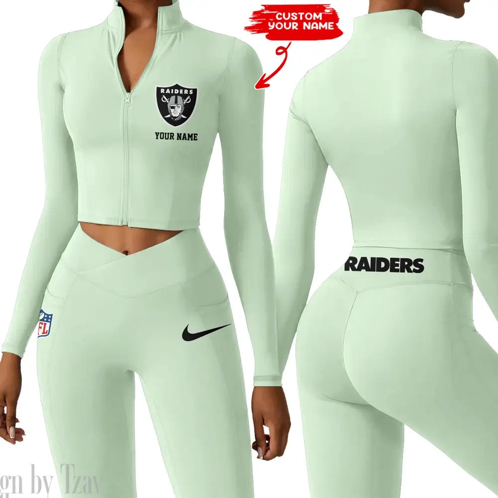 Las Vegas Raiders Zipper Sports Top Women Gym Long Sleeve for Fitness SPTZSTW017