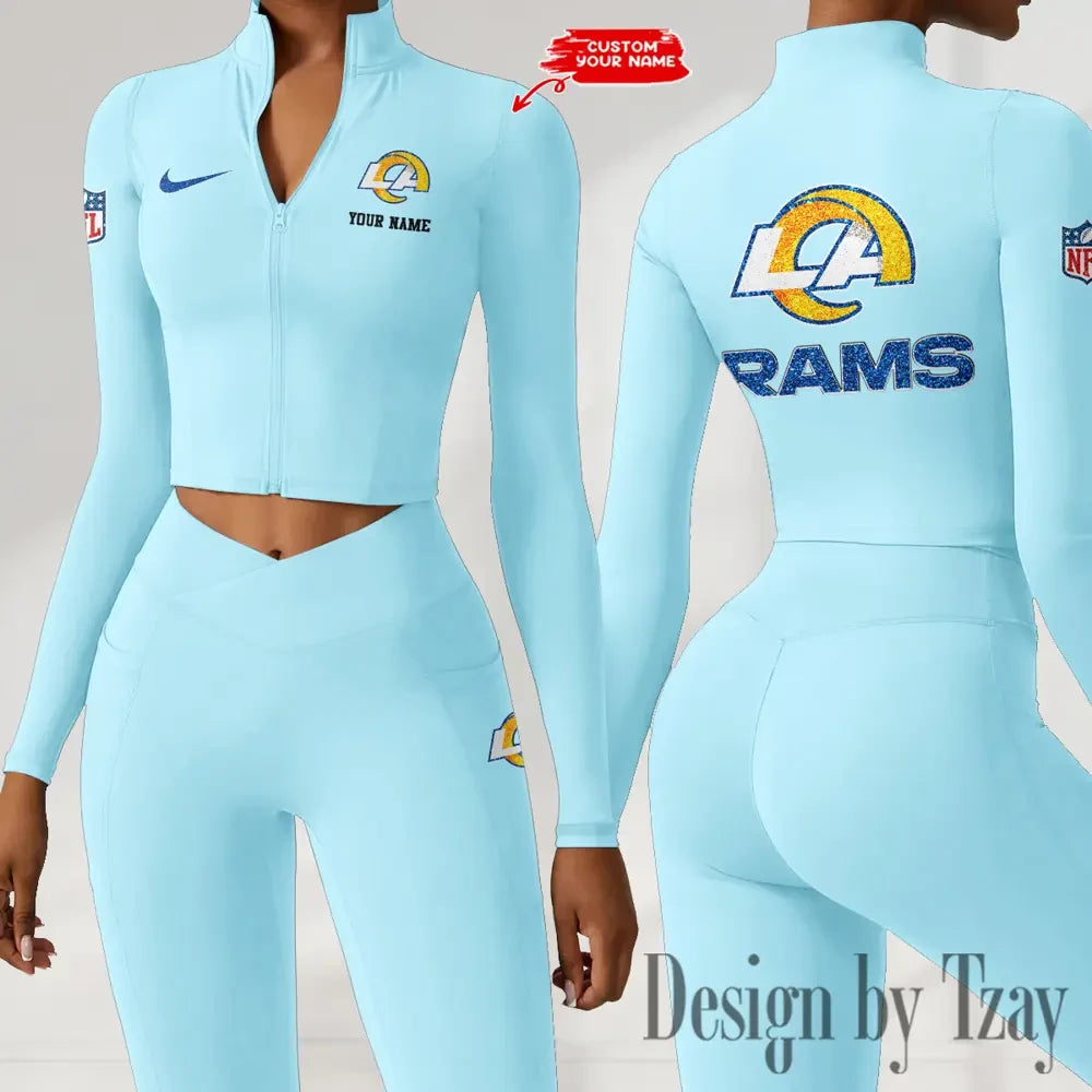 Los Angeles Rams Zipper Sports Top Women Gym Long Sleeve for Fitness SPTZSTW120
