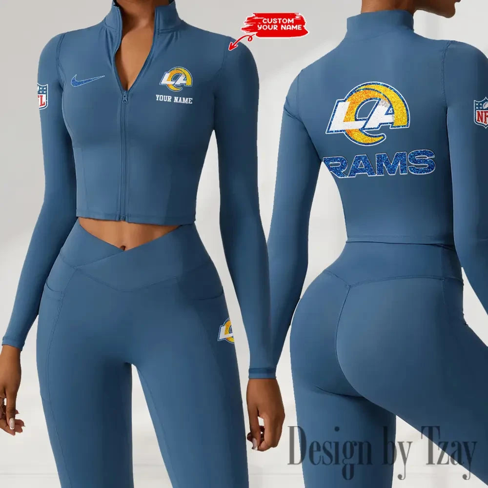 Los Angeles Rams Zipper Sports Top Women Gym Long Sleeve for Fitness SPTZSTW120