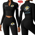 Los Angeles Rams Women Activewear Set 2 Piece Crop Jacket and High Waist Leggings SPTZSTW249