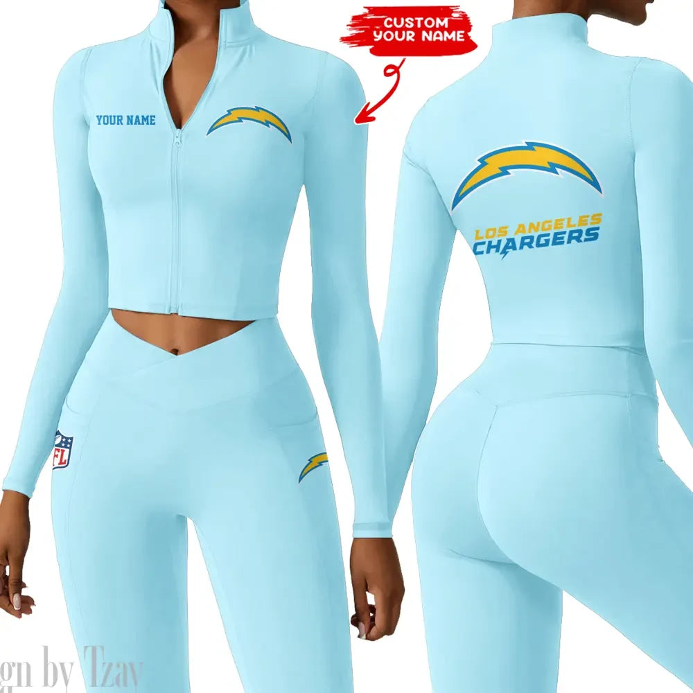 Los Angeles Chargers Zipper Sports Top Women Gym Long Sleeve for Fitness SPTZSTW082