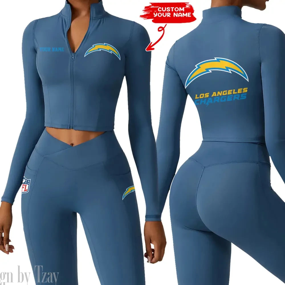 Los Angeles Chargers Zipper Sports Top Women Gym Long Sleeve for Fitness SPTZSTW082