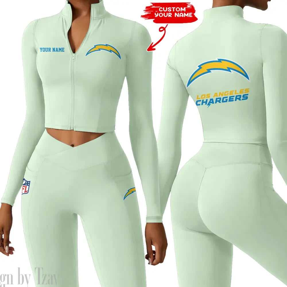 Los Angeles Chargers Zipper Sports Top Women Gym Long Sleeve for Fitness SPTZSTW082
