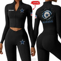 Dallas Cowboys Women Activewear Set 2 Piece Crop Jacket and High Waist Leggings SPTZSTW239