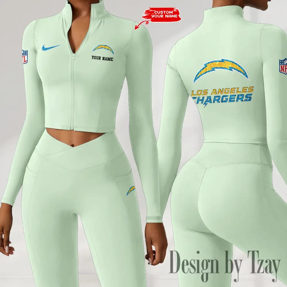 Los Angeles Chargers Zipper Sports Top Women Gym Long Sleeve for Fitness SPTZSTW119