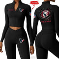 Houston Texans Women Activewear Set 2 Piece Crop Jacket and High Waist Leggings SPTZSTW243