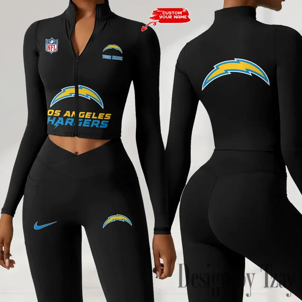 Los Angeles Chargers Zipper Sports Top Women Gym Long Sleeve for Fitness SPTZSTW050