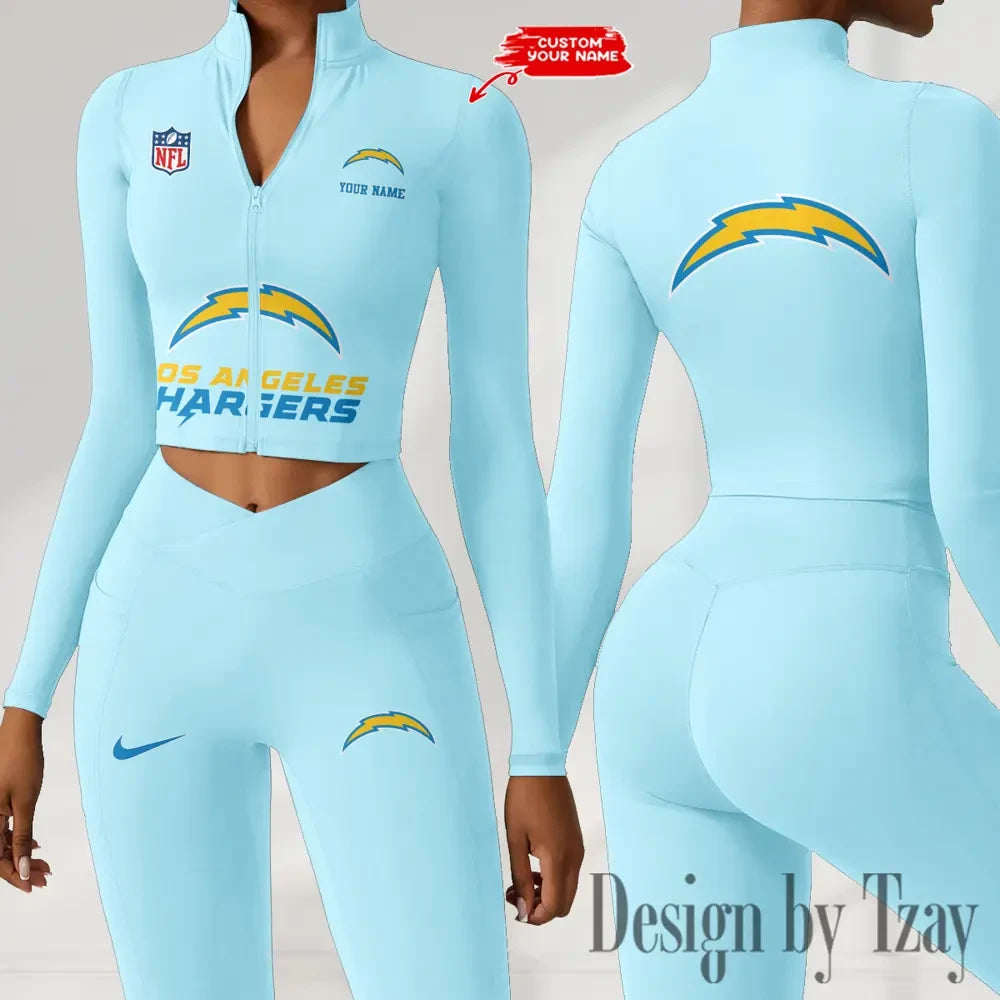 Los Angeles Chargers Zipper Sports Top Women Gym Long Sleeve for Fitness SPTZSTW050