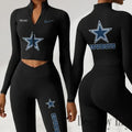 Dallas Cowboys Women Activewear Set 2 Piece Crop Jacket and High Waist Leggings SPTZSTW271