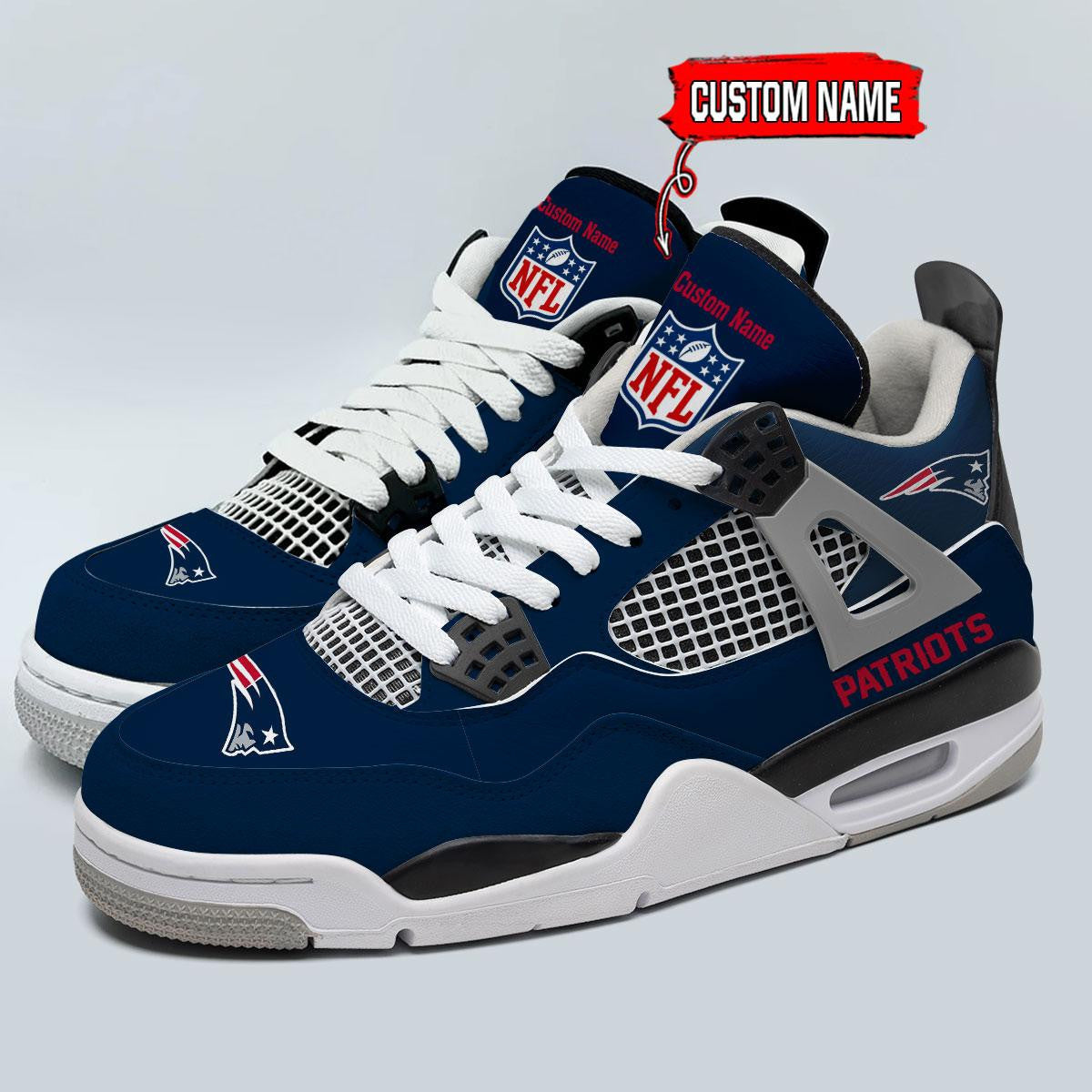 New England Patriots Personalized AJ4 Sneaker BG335