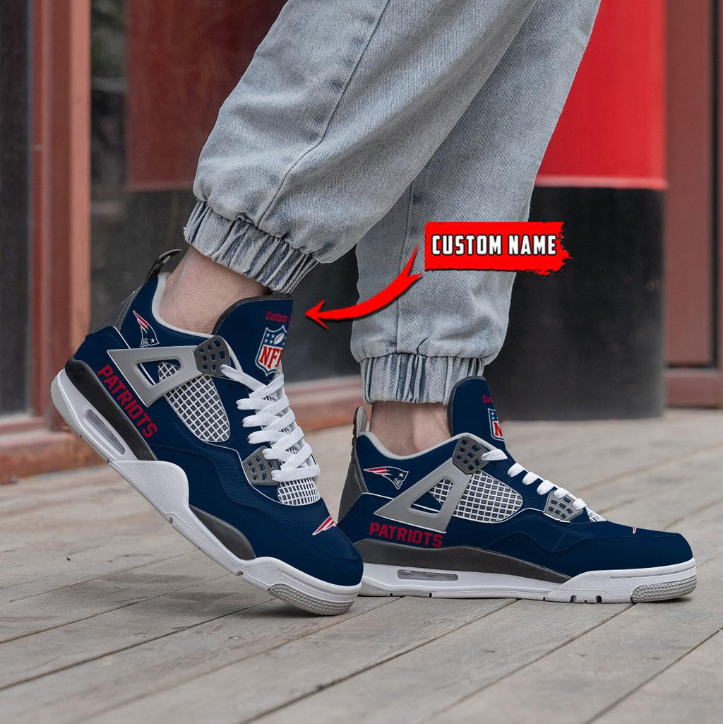 New England Patriots Personalized AJ4 Sneaker BG335