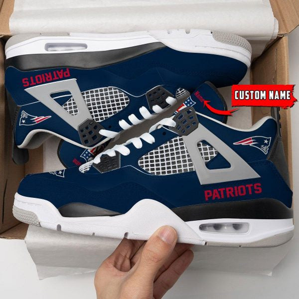 New England Patriots Personalized AJ4 Sneaker BG335