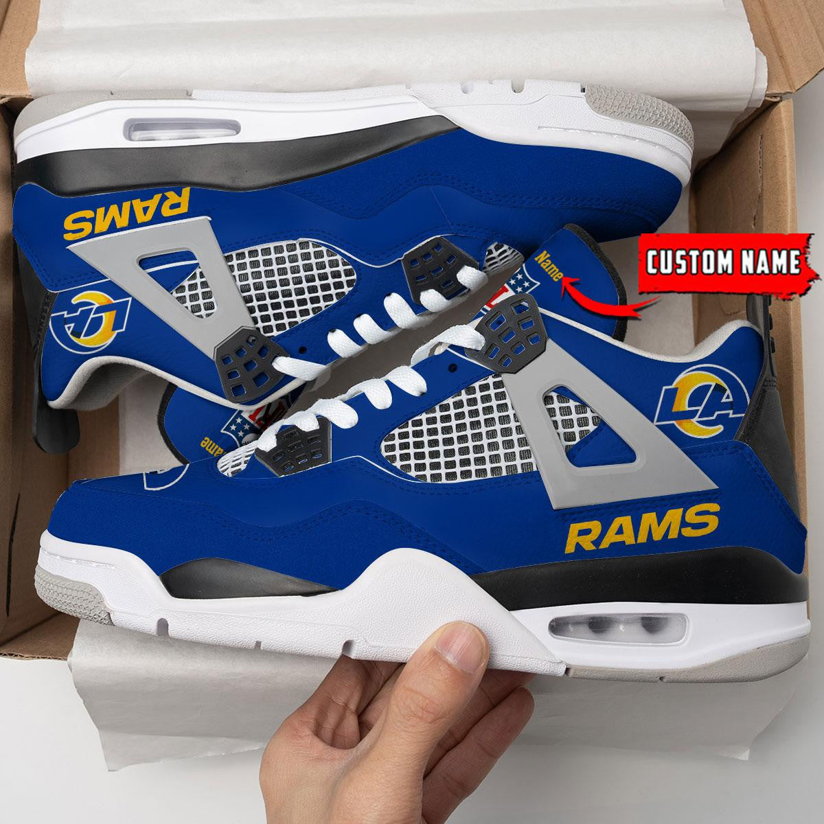 Los Angeles Rams Personalized AJ4 Sneaker BG325