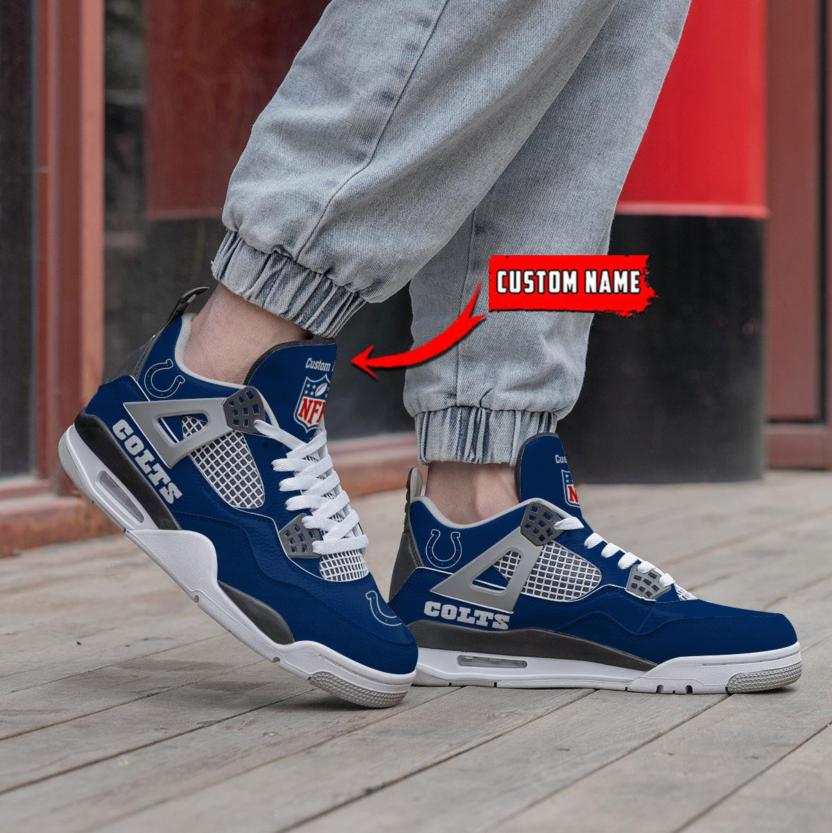 Indianapolis Colts Personalized AJ4 Sneaker BG340