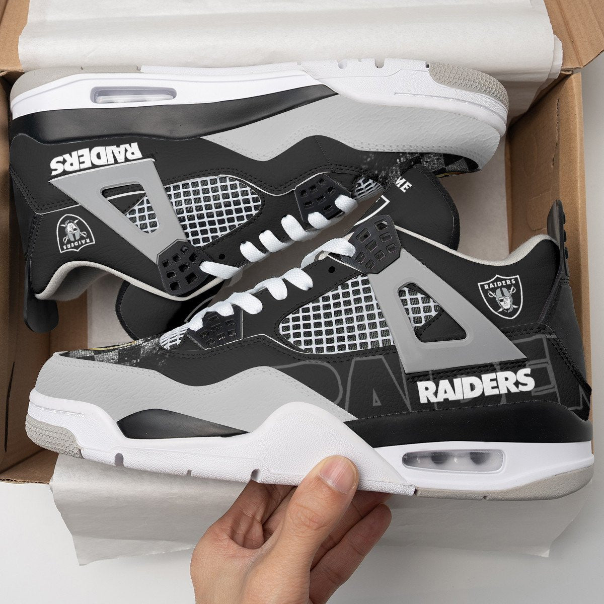 Las Vegas Raiders Personalized AJ4 Sneaker BGAJ4S367
