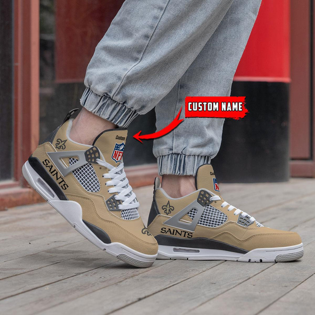 New Orleans Saints Personalized AJ4 Sneaker BG334