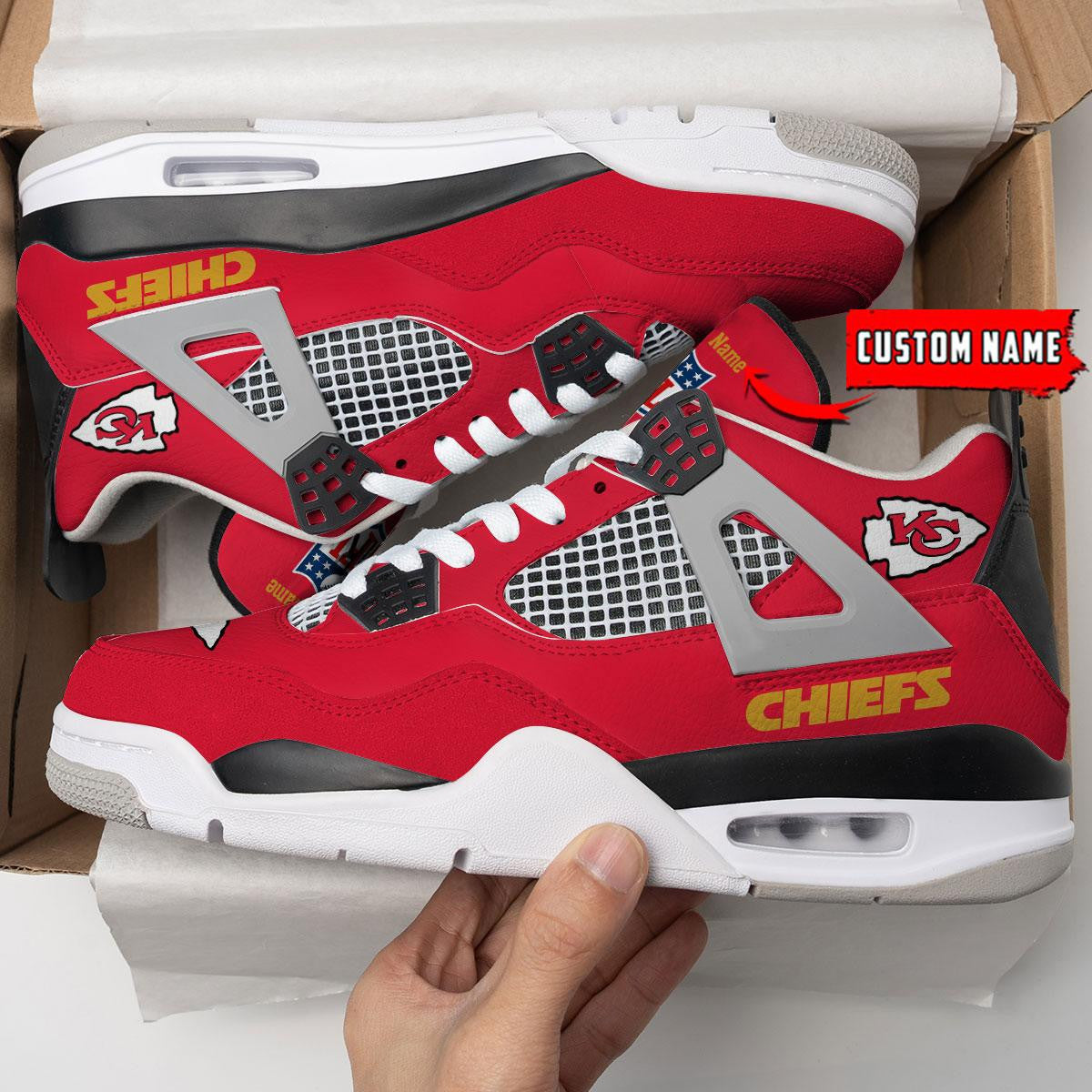 Kansas City Chiefs Personalized AJ4 Sneaker BG338