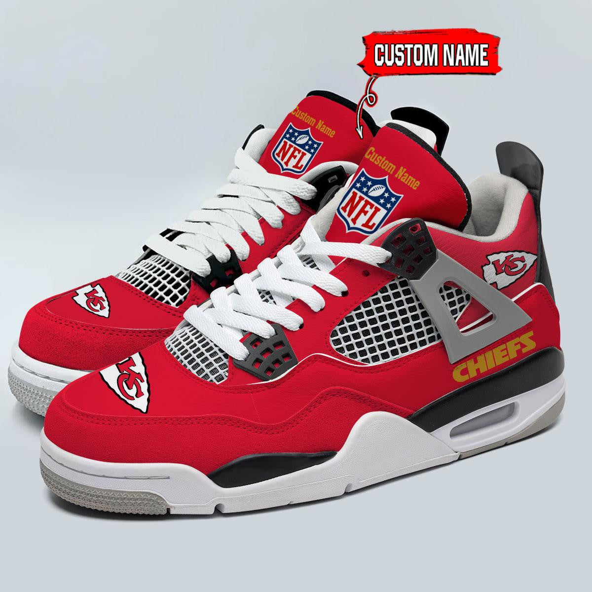 Kansas City Chiefs Personalized AJ4 Sneaker BG338