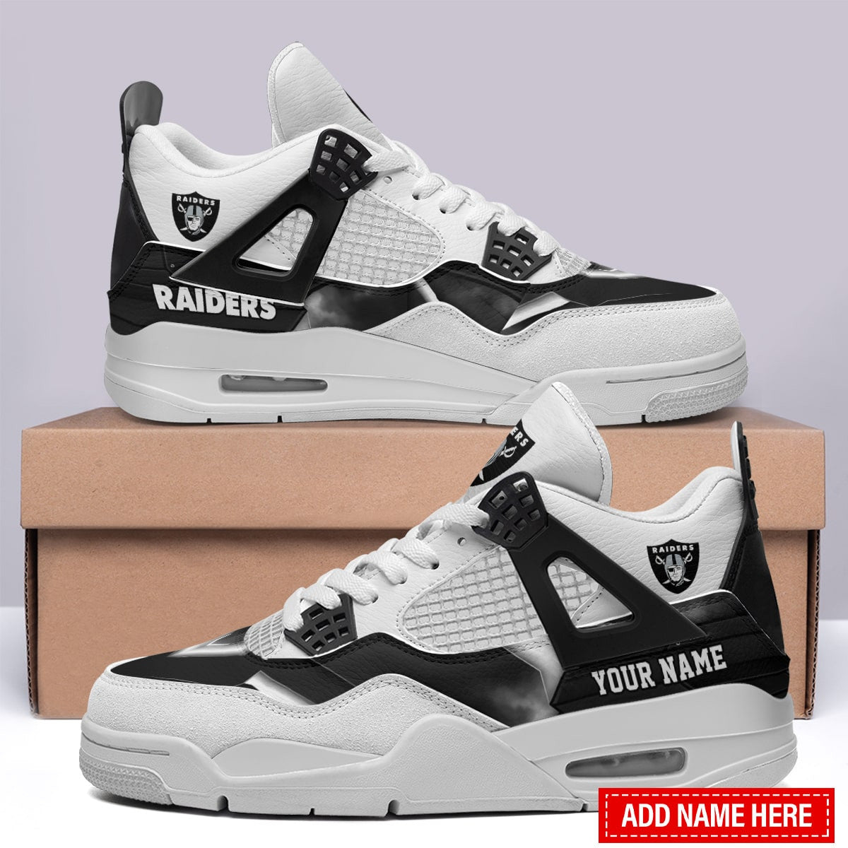 Las Vegas Raiders Personalized AJ4 Sneaker BG267