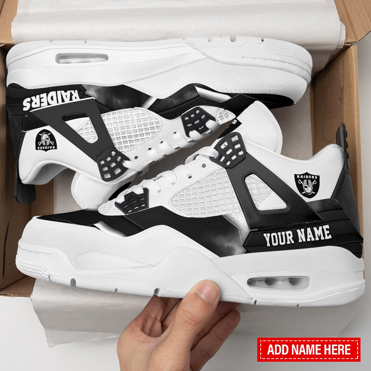 Las Vegas Raiders Personalized AJ4 Sneaker BG267
